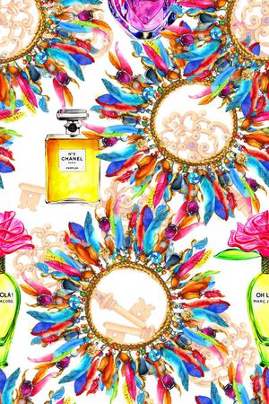 水彩画印花华亿平台图片