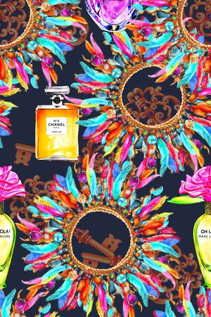 水彩画印花华亿平台图片