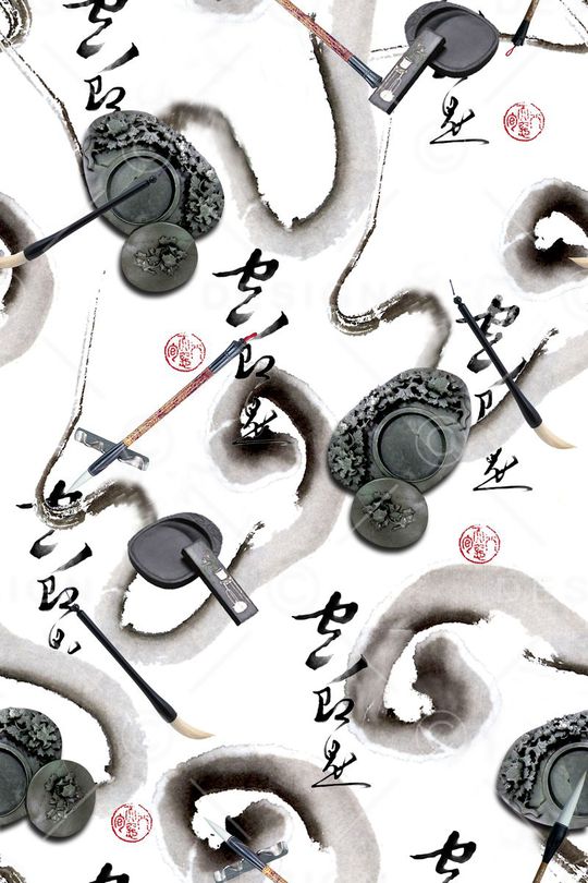 水墨印花华亿平台图片