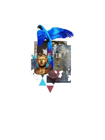 552598-原创纪梵希风格鹦鹉石膏像大牌拼图定