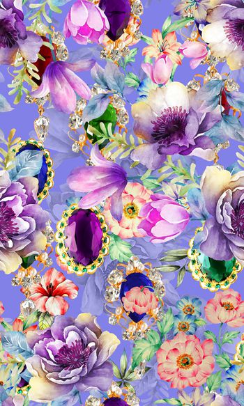 552637-大牌珠宝水彩花卉组合