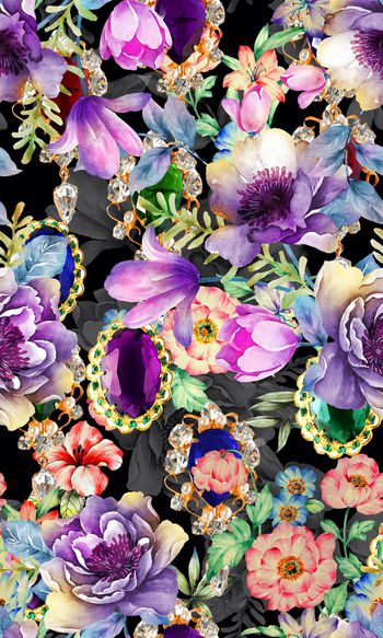 552638-大牌珠宝水彩花卉组合