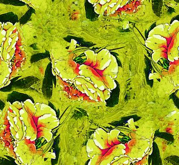 552777-欧美复古时尚油画 抽象 花卉