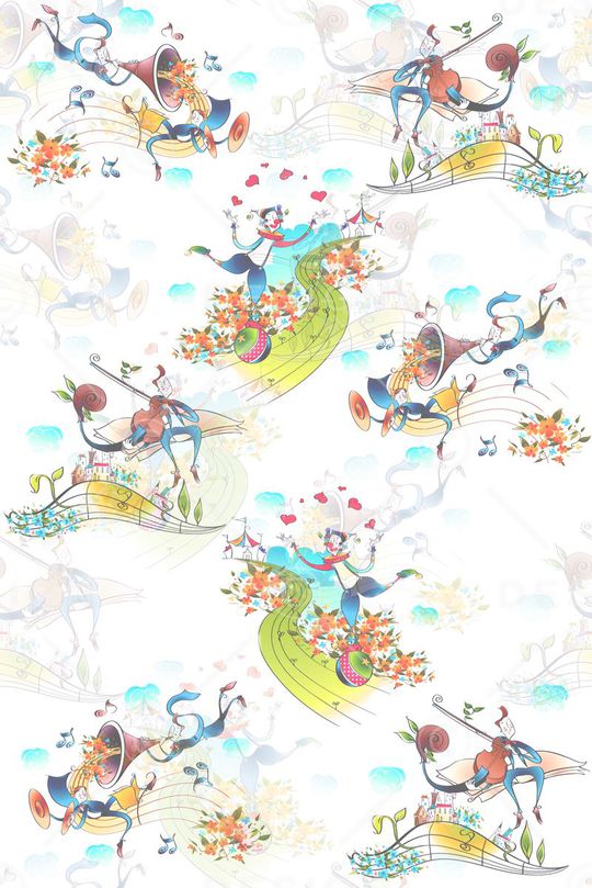 流行时尚 卡通 音乐会 儿童家纺 服装印花华亿平台图片