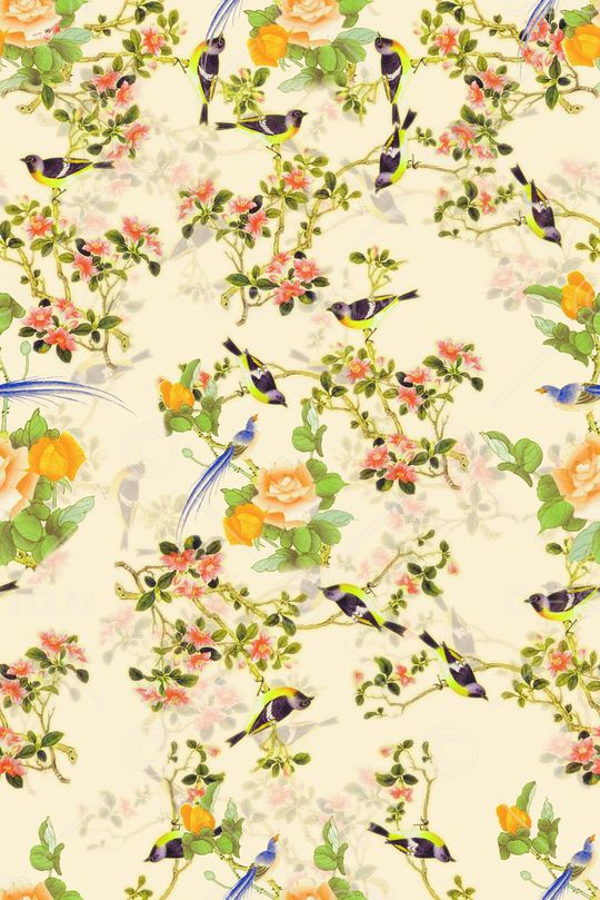 中国风 工笔花鸟图 朦胧印花华亿平台图片