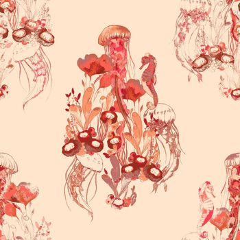 553159-珊瑚水母童话分色印花