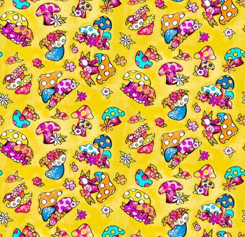 553275-手绘 卡通蘑菇 服装 家纺 华亿平台