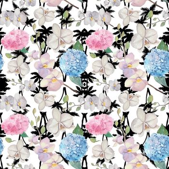 553285-时尚黑底手绘花卉剪影