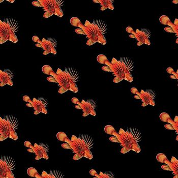 553288-时尚黑底手绘鱼类