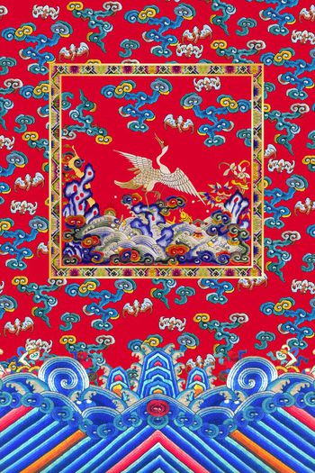 553660-中国民族风清朝龙纹朝服定位印花