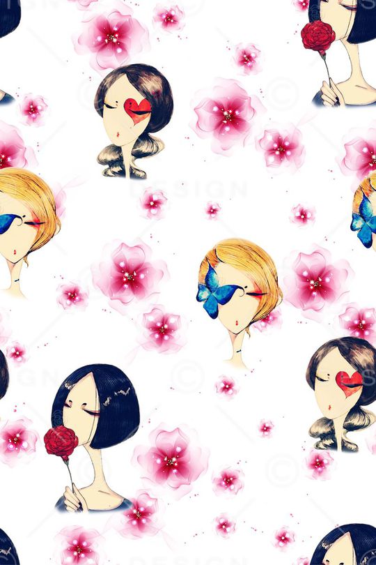 插画少女印花华亿平台图片