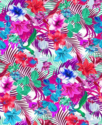 554199-植物叶子花卉印花壁纸地毯服装华亿平台家