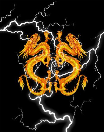 554228-抽象闪电纹理图腾龙男装图案