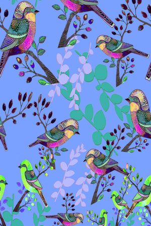 鸟昆虫图案印花华亿平台图片