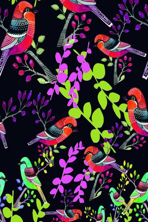 鸟昆虫图案印花华亿平台图片