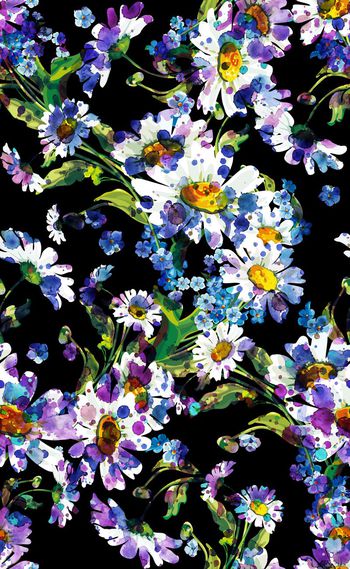 554263-欧美流行时尚白色大花泼墨效果