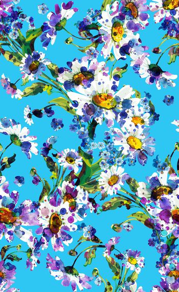 554264-欧美流行时尚白色大花泼墨效果