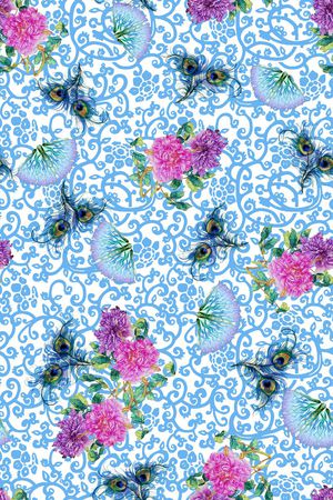 素雅旗袍印花华亿平台图片