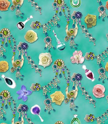 554339- 复古 潮流时尚 花卉 珠宝 香水