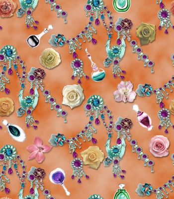 554340- 复古 潮流时尚 花卉 珠宝 香水