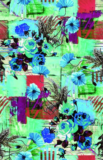 554458-复古 欧洲风 抽象几何 手绘花卉组