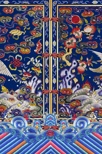 554467-中国民族风云纹仙桃云鹤高贵优雅定位