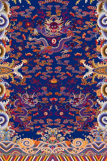 554480-中国民族风云纹左右对称龙戏珠定位印