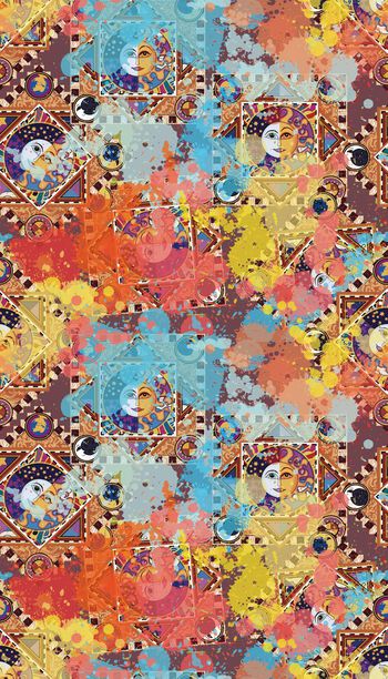 554668-数码定位东方复古太阳神水彩组合时尚