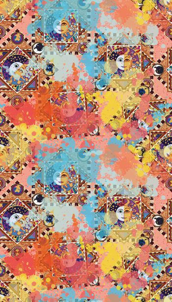 554669-数码定位东方复古太阳神水彩组合时尚