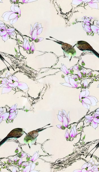 554693-中国风小鸟栖树 老树玉兰 比翼鸟