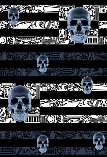 554868-复古纹理横条骷髅头男装图案
