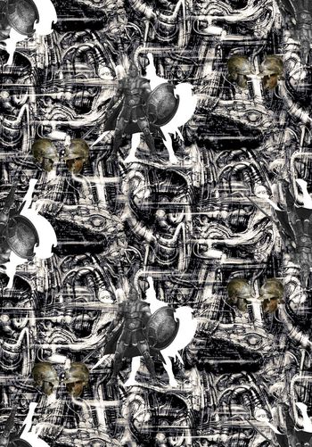 555439-抽象复古纹理人物男装图案