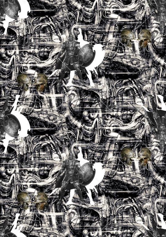 抽象男装图案印花华亿平台图片