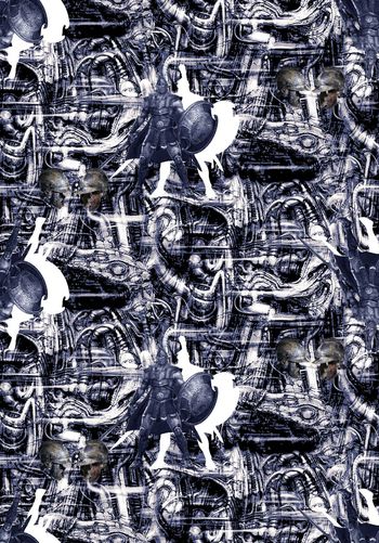 555440-抽象复古纹理人物男装图案