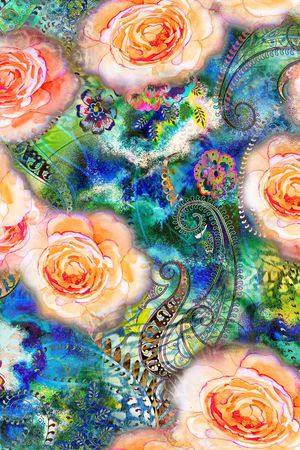 水彩花印花华亿平台图片