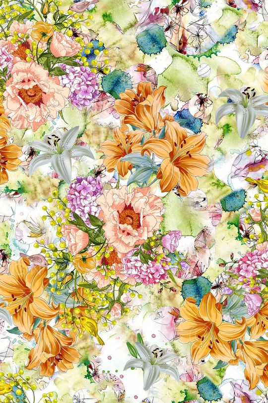 花卉组合印花华亿平台图片