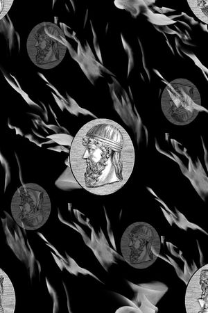 抽象男装图案印花华亿平台图片