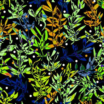 555903-植物叶子舞动圆点组合女装衬衣连衣裙