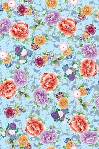 555906-和服风格  中东风格 日本风格 花