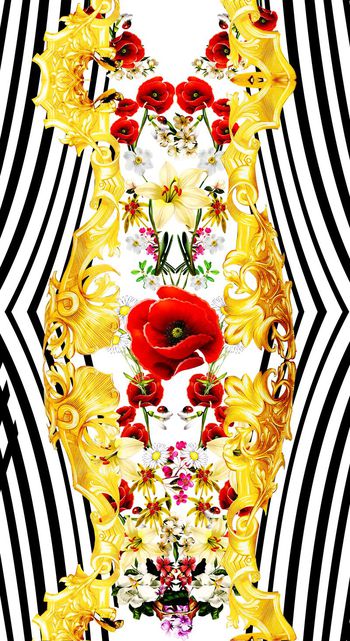 555915-时尚原创罂粟花杜嘉班纳改造金色金属