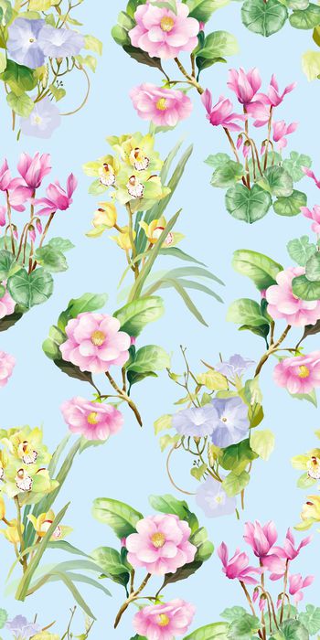 556079- 时尚清新 水彩花卉 沙发布 窗帘