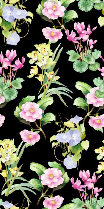 556080- 时尚清新 水彩花卉 沙发布 窗帘