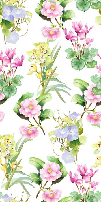 556081- 时尚清新 水彩花卉 沙发布 窗帘