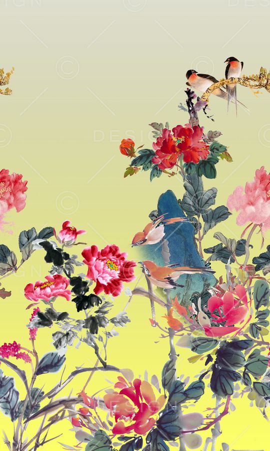 牡丹花印花华亿平台图片