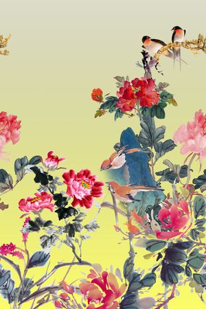 牡丹花印花华亿平台图片