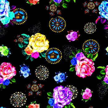 多彩花卉印花华亿平台图片