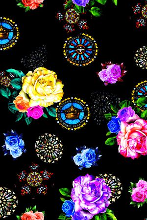 多彩花卉印花华亿平台图片