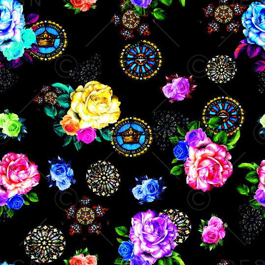 多彩花卉印花华亿平台图片