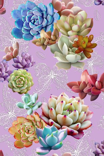 556586-欧洲时尚潮流植物花卉立体线条印花Y