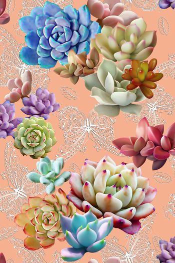 556589-欧洲时尚潮流植物花卉立体线条印花Y